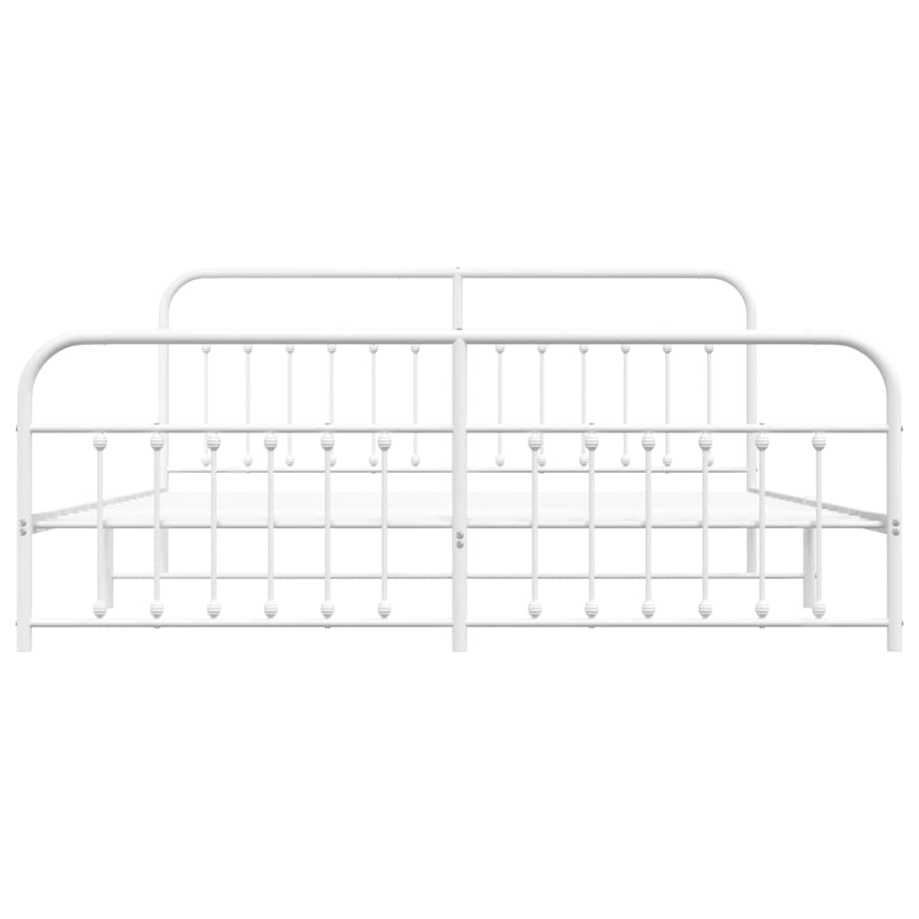 Bed Frame | White | Steel | 200x200 cm | Bed Frame | Rectangular