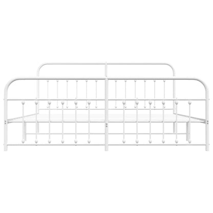 Bed Frame | White | Steel | 200x200 cm | Bed Frame | Rectangular