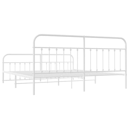 Bed Frame | White | Steel | 200x200 cm | Bed Frame | Rectangular