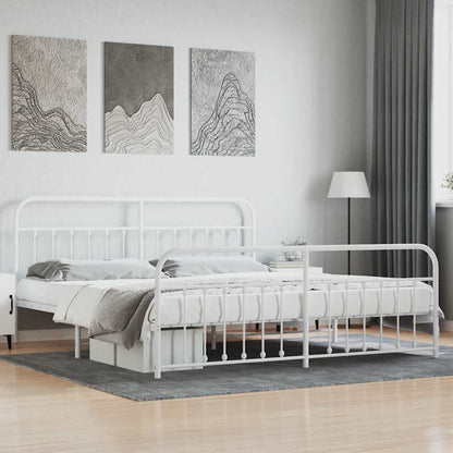 Bed Frame | White | Steel | 200x200 cm | Bed Frame | Rectangular