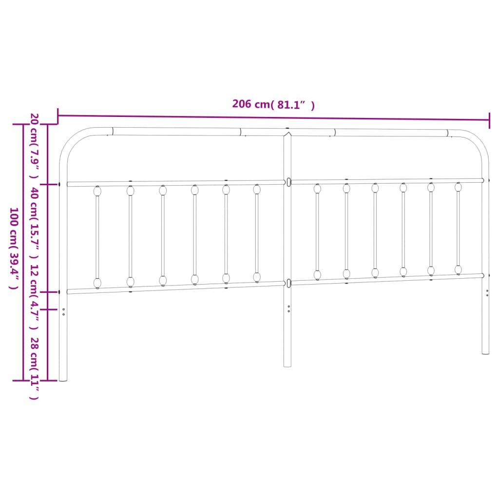 Headboard | White | Powder-Coated Steel | 200 cm wide | Durable