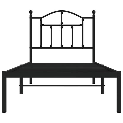 Metal Bed Frame without Mattress with Headboard Black 90x190cm