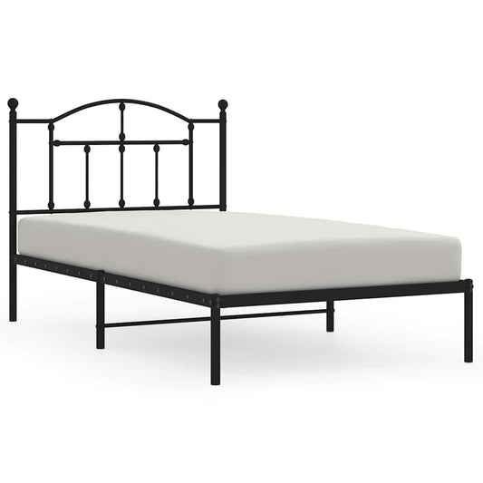 Metal Bed Frame without Mattress with Headboard Black 100x190cm