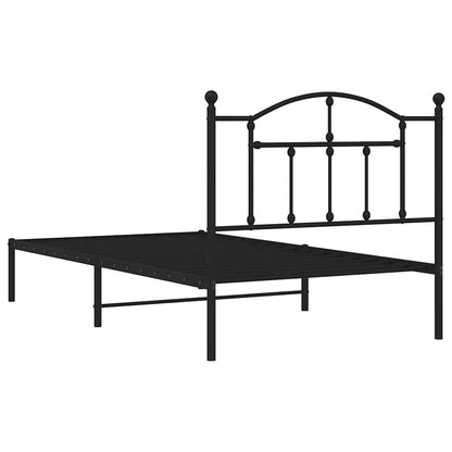 Metal Bed Frame without Mattress with Headboard Black 100x190cm