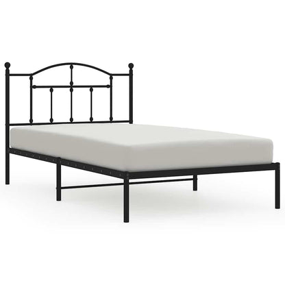 Metal Bed Frame without Mattress with Headboard Black 100x200cm