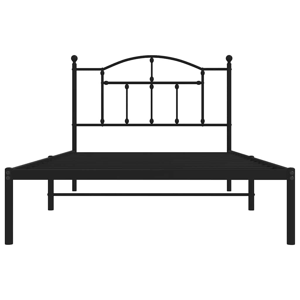 Metal Bed Frame without Mattress with Headboard Black 100x200cm