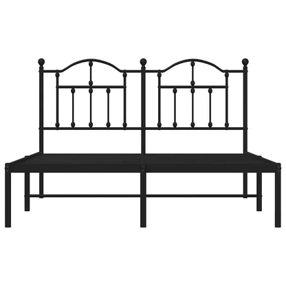 Metal Bed Frame without Mattress with Headboard Black 135x190cm