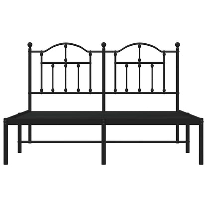 Metal Bed Frame without Mattress with Headboard Black 140x190cm