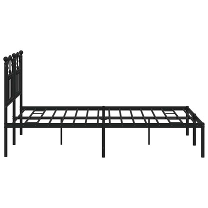 Metal Bed Frame without Mattress with Headboard Black 140x190cm
