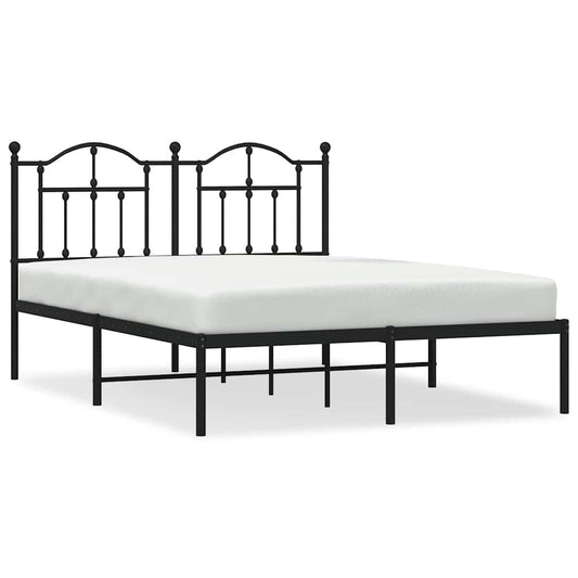 Metal Bed Frame without Mattress with Headboard Black 140x200cm