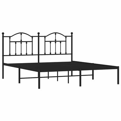 Metal Bed Frame without Mattress with Headboard Black 160x200cm
