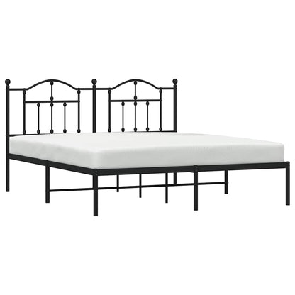 Metal Bed Frame without Mattress with Headboard Black 160x200cm