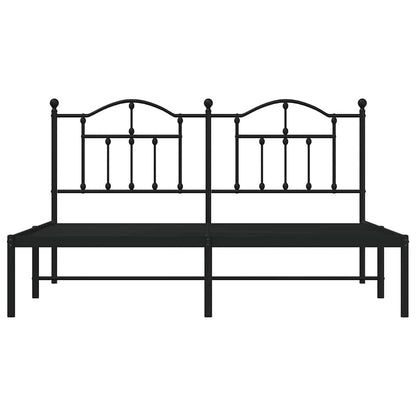 Metal Bed Frame without Mattress with Headboard Black 160x200cm