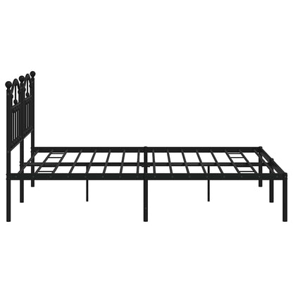 Metal Bed Frame without Mattress with Headboard Black 160x200cm