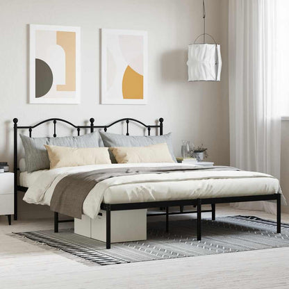 Metal Bed Frame without Mattress with Headboard Black 160x200cm