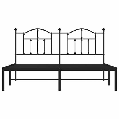 Metal Bed Frame without Mattress with Headboard Black 180x200cm