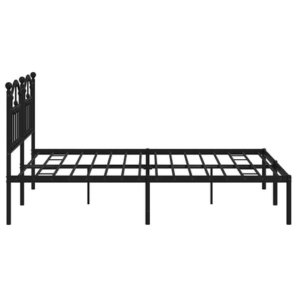 Metal Bed Frame without Mattress with Headboard Black 183x213cm