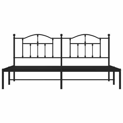 Metal Bed Frame without Mattress with Headboard Black 193x203cm