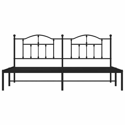 Metal Bed Frame without Mattress with Headboard Black 200x200cm