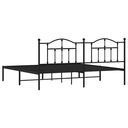 Metal Bed Frame without Mattress with Headboard Black 200x200cm