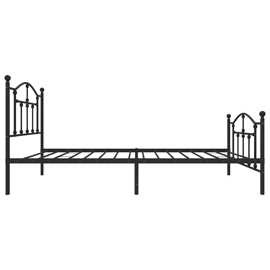 Metal Bed Frame without Mattress with Footboard Black 90x190cm