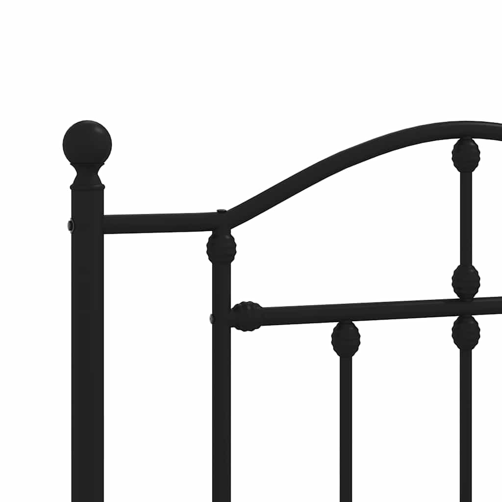 Metal Bed Frame without Mattress with Footboard Black 90x190cm