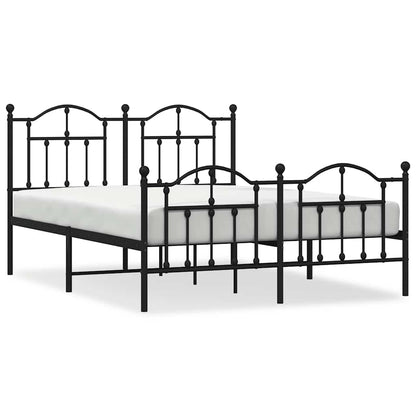 Metal Bed Frame without Mattress with Footboard Black 140x190cm