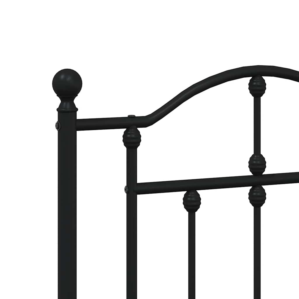Metal Bed Frame without Mattress with Footboard Black 140x190cm