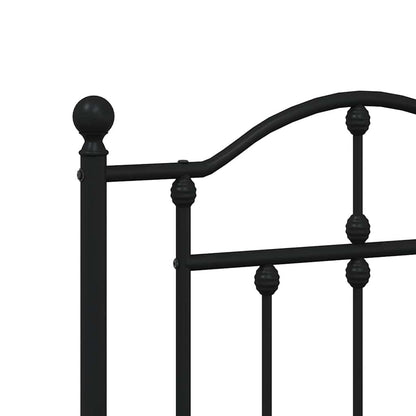 Metal Bed Frame without Mattress with Footboard Black 140x200cm