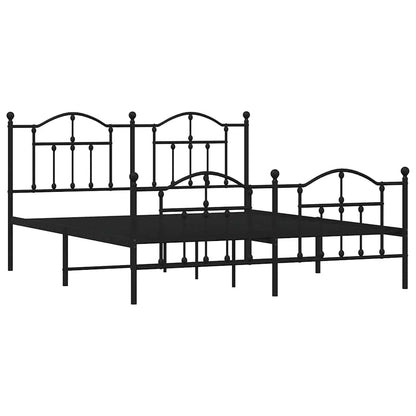 Metal Bed Frame without Mattress with Footboard Black 160x200cm