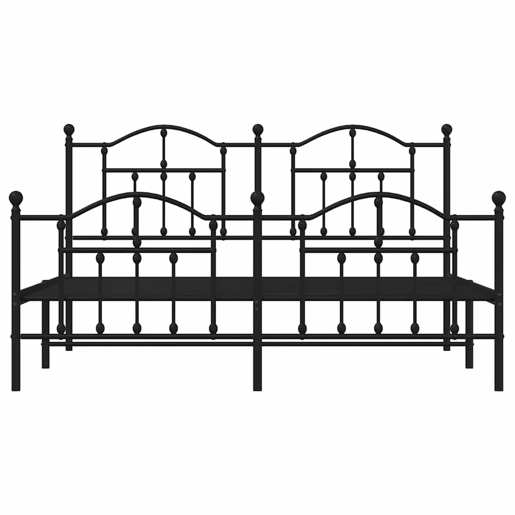 Metal Bed Frame without Mattress with Footboard Black 160x200cm