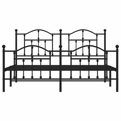 Metal Bed Frame without Mattress with Footboard Black 160x200cm
