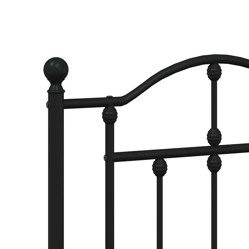 Metal Bed Frame without Mattress with Footboard Black 160x200cm