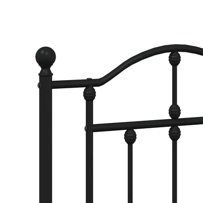Metal Bed Frame without Mattress with Footboard Black 160x200cm
