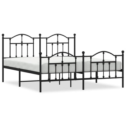 Metal Bed Frame without Mattress with Footboard Black 180x200cm