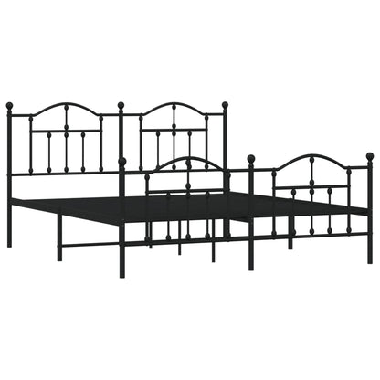 Metal Bed Frame without Mattress with Footboard Black 180x200cm