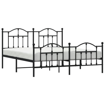 Metal Bed Frame without Mattress with Footboard Black 180x200cm
