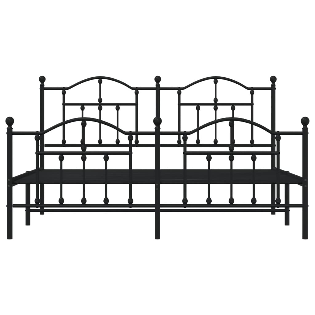 Metal Bed Frame without Mattress with Footboard Black 180x200cm