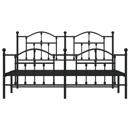 Metal Bed Frame without Mattress with Footboard Black 180x200cm