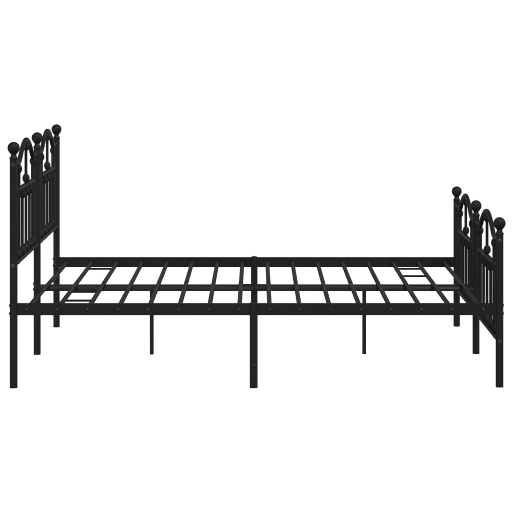 Metal Bed Frame without Mattress with Footboard Black 180x200cm
