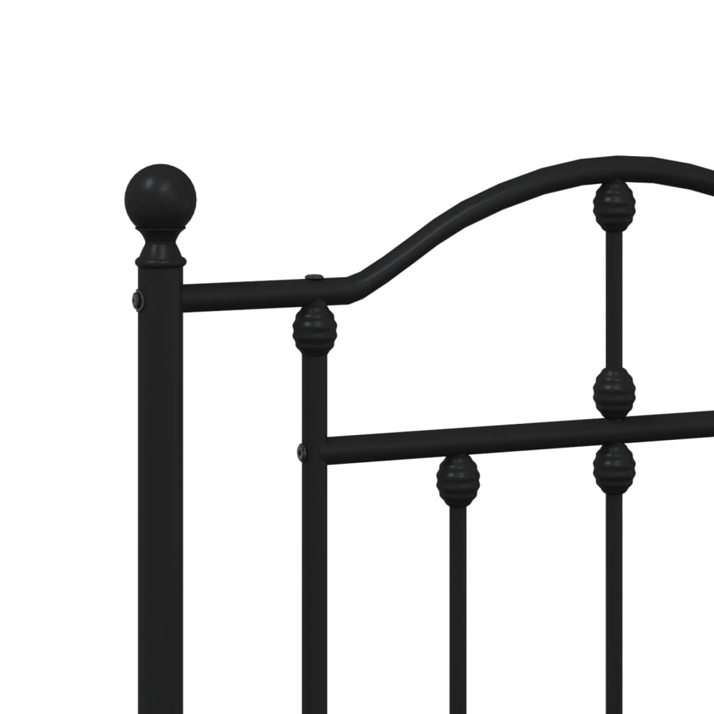 Metal Bed Frame without Mattress with Footboard Black 180x200cm