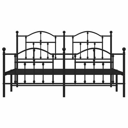 Metal Bed Frame without Mattress with Footboard Black 183x213cm