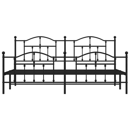 Metal Bed Frame without Mattress with Footboard Black 193x203cm
