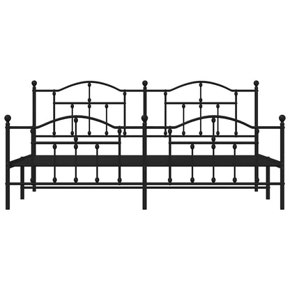 Metal Bed Frame without Mattress with Footboard Black 200x200cm