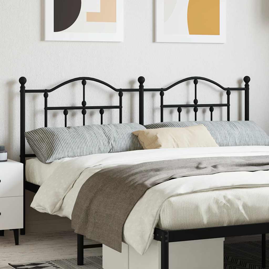 Headboard | Black | Powder-Coated Steel | Double |  Durable  | Headboard