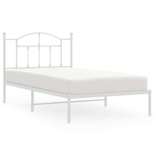 Metal Bed Frame without Mattress with Headboard White 100x190cm