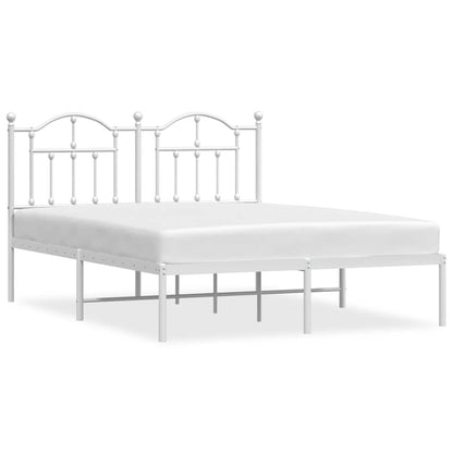 Metal Bed Frame without Mattress with Headboard White 135x190cm