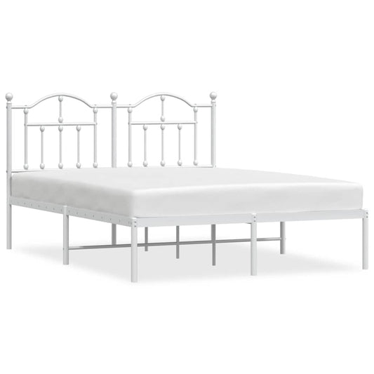 Metal Bed Frame without Mattress with Headboard White 135x190cm