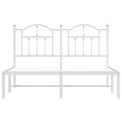 Metal Bed Frame without Mattress with Headboard White 135x190cm