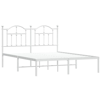 Metal Bed Frame without Mattress with Headboard White 140x190cm